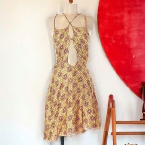 RP4LF Yellow and Red Boho Asymmetrical Sleeveless Dress Size Medium